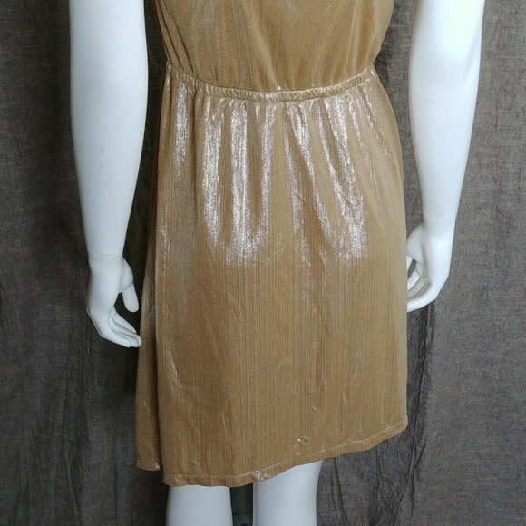 Wild Blue Sadie Robertson Dress Gold Shimmer Size Medium Asymmetrical - Picture 6 of 12